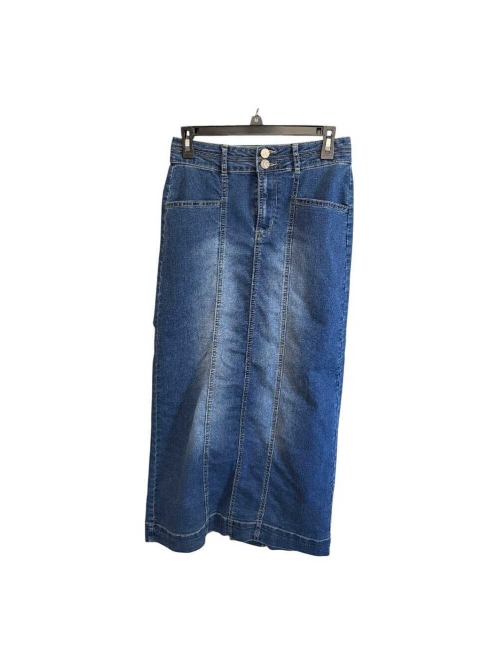 Est 1946 Womens Denim Pencil Skirt~Size 2~Medium Blue Wash with Back Slit~L15 17
